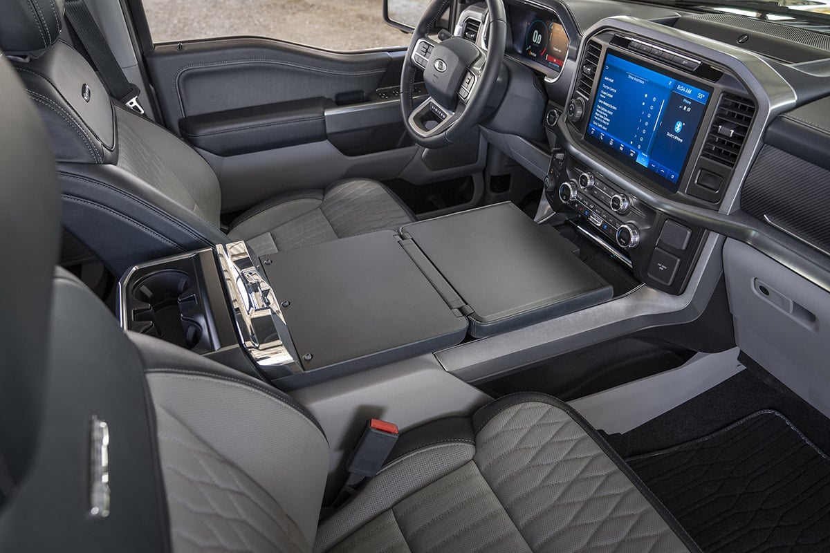 All new 2021 Ford F-150 center console.