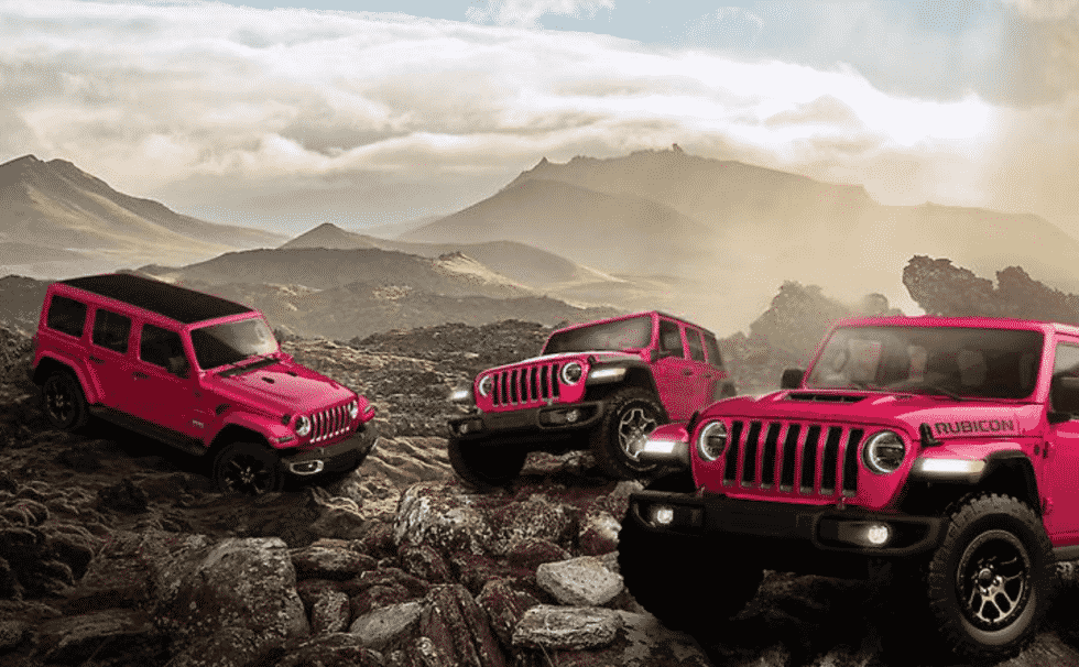 pink ride in jeep