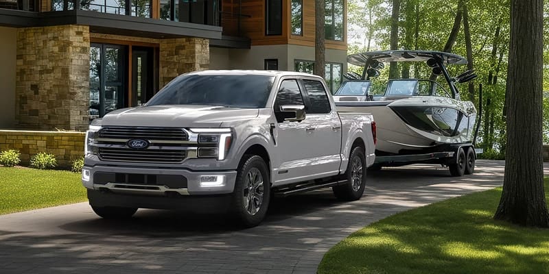 2026 Ford F-150 with a boat on a trailer
